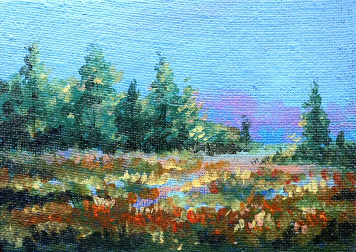 Painting titled "Forest  Spaces" by Rakhmet Redzhepov, Original Artwork, Oil Mounted on Cardboard