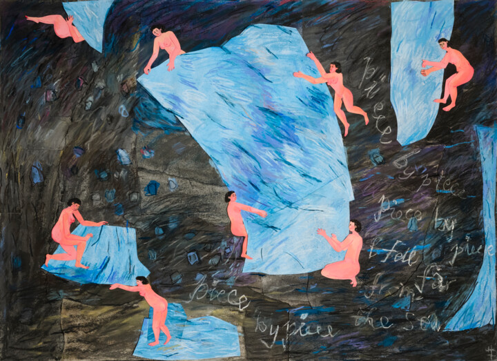 Painting titled "Deconstructing a pu…" by Qin Han, Original Artwork, Oil Mounted on Wood Stretcher frame