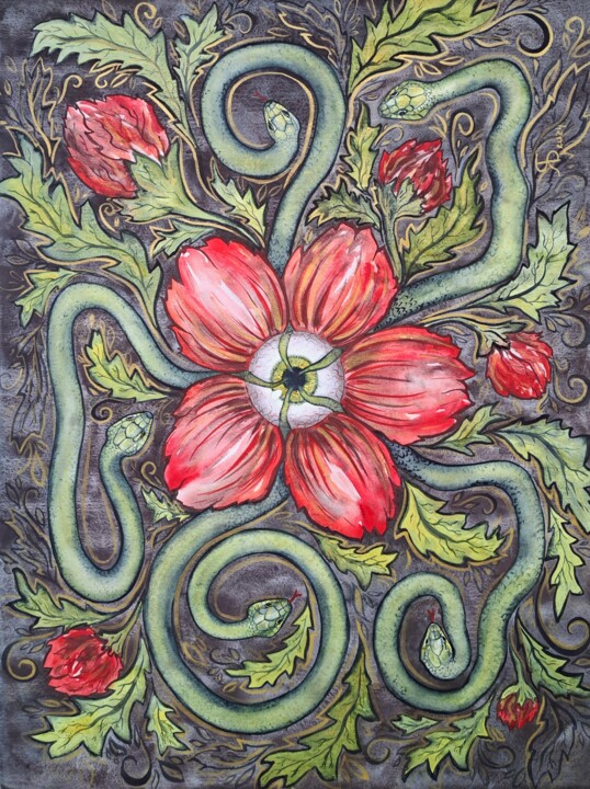 Birth of snakes 绘画, 24x17.3 in