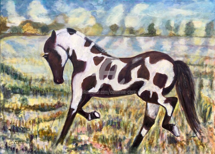 Mustang 绘画, 23.6x31.9 in