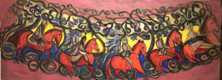 Carroussel Cosaques 绘画, 21.7x57.1 in