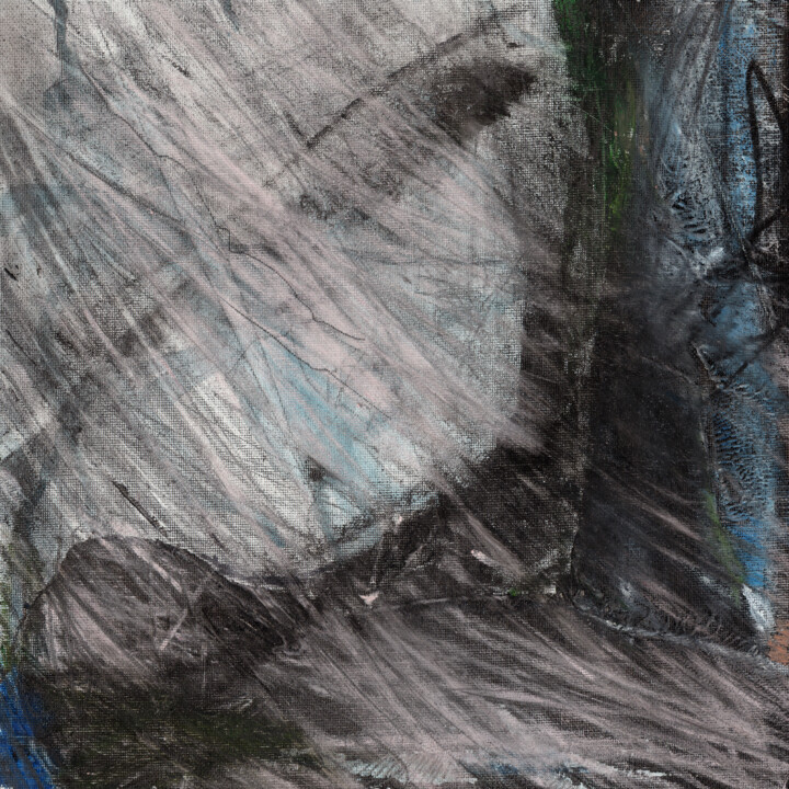 #254, huile et acrylique sur toile, "la rivière" 绘画, 9.8x9.8 in