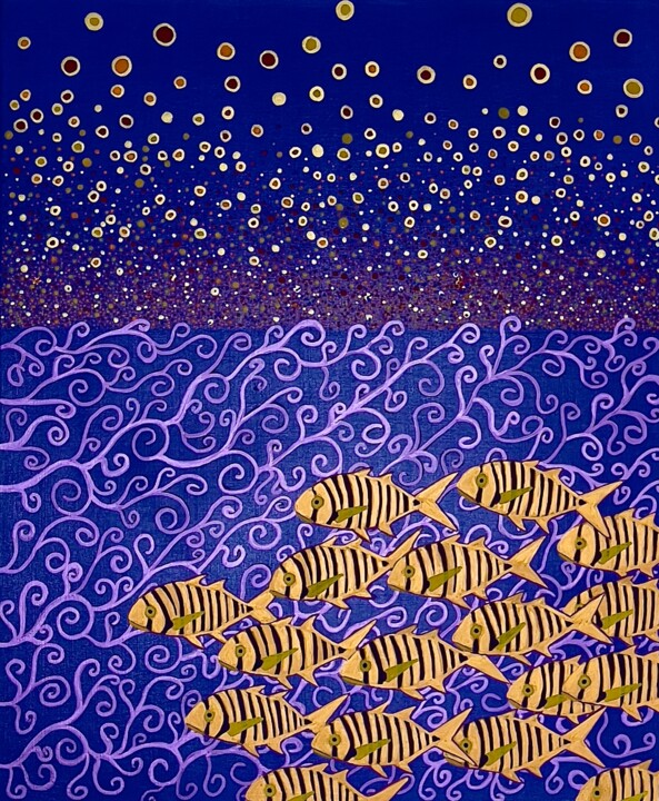绘画 标题为“Ocean Sunset” 由Jorge Gonzalez, 原创艺术品, 丙烯 安装在木质担架架上