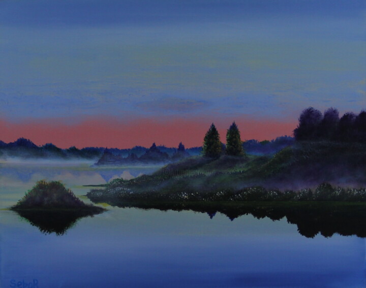 Painting titled "Purple Twilight" by Serguei Borodouline, Original Artwork, Acrylic