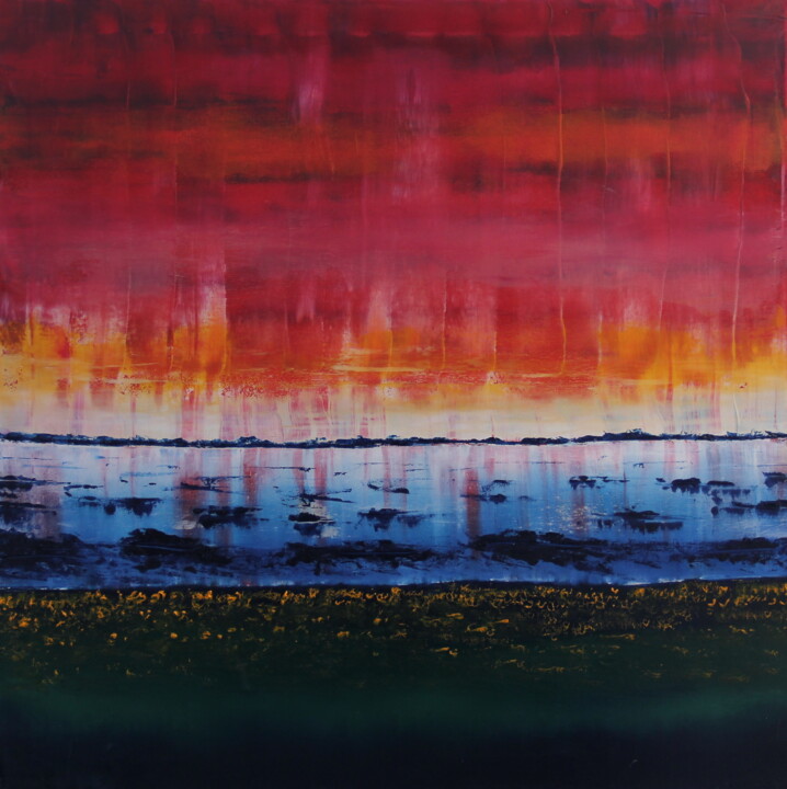 Red Rain 绘画, 24x24 in