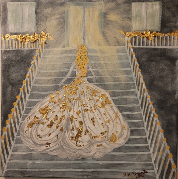 Fuga di Danzatrice Viennese verso Casa 绘画, 15.8x15.8 in