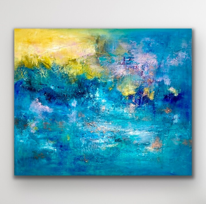 Painting titled "Morning Glow" by Sabine Runge, Original Artwork, Acrylic Mounted on Wood Stretcher frame