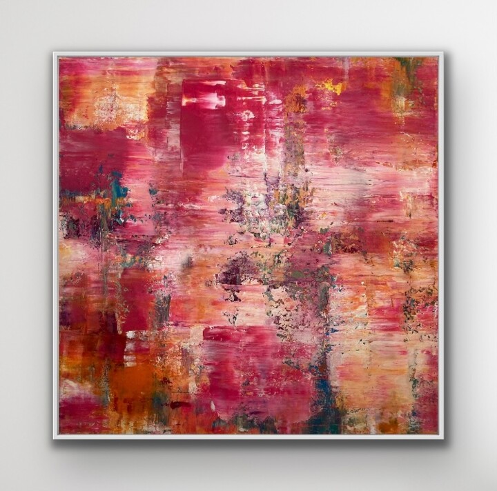 Painting titled "Metropolitan Flair" by Sabine Runge, Original Artwork, Acrylic Mounted on Wood Stretcher frame