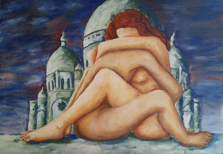ABBRACCIO AL SACRE COEUR Pittura, 26,9x36 in