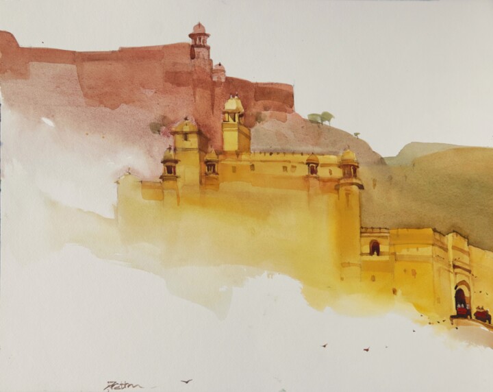 Indian summer, Jaipur yellows 2 Painting, 16x20 in