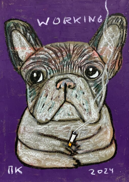 Smoking French bulldog #1 Disegno, 11,7x8,3 in