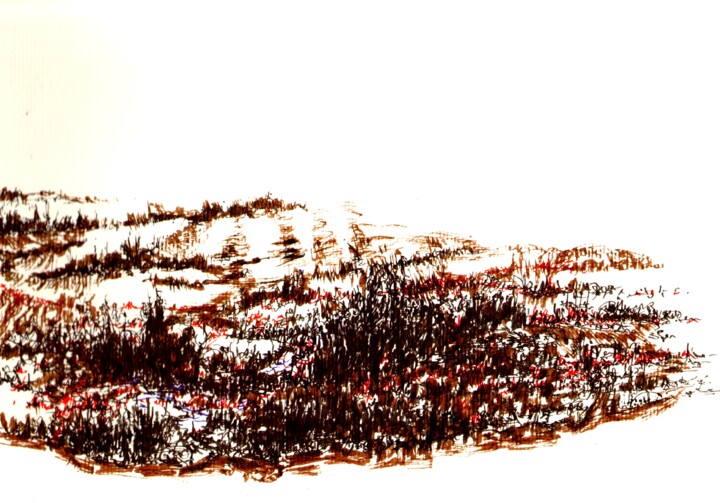 Tekening getiteld "Landes" door Dominique Leblanc, Origineel Kunstwerk, Inkt