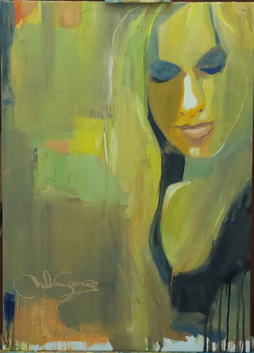 Painting titled "Encadenada" by Marcelo Garcia Garcia, Original Artwork, Oil Mounted on Wood Stretcher frame