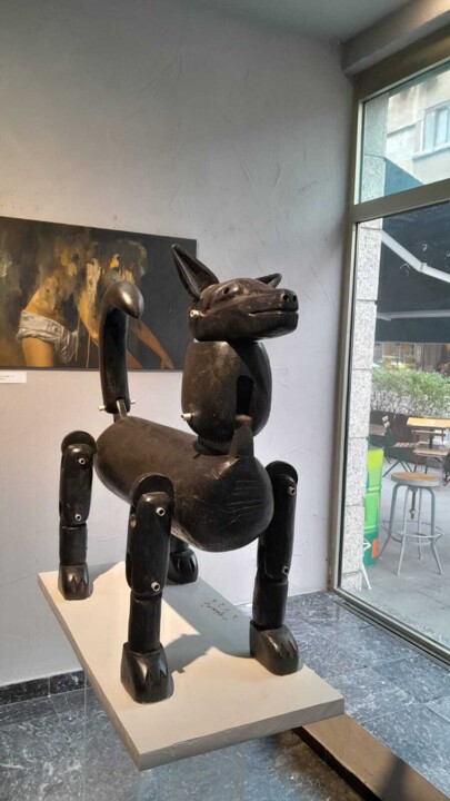 Sculpture titled "My dog" by Catalin Geana, Original Artwork, Wood