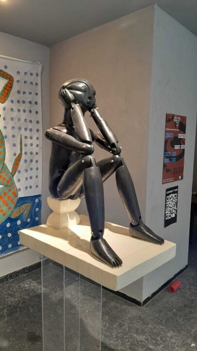 Sculpture titled "Thinker" by Catalin Geana, Original Artwork, Wood