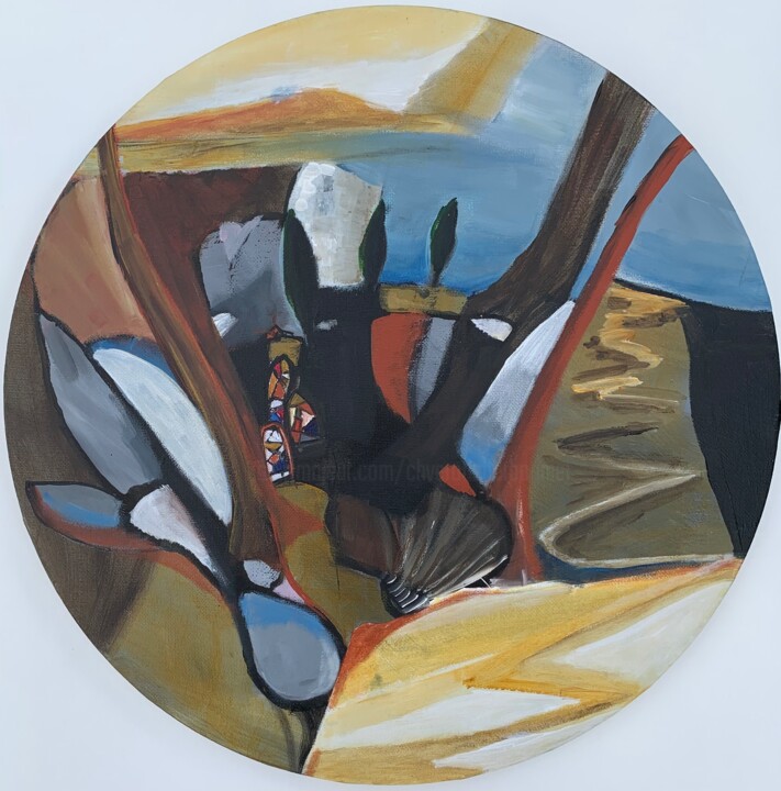 Sur les chemins de Saint Jacques 2 Pittura, 15,8x15,8 in