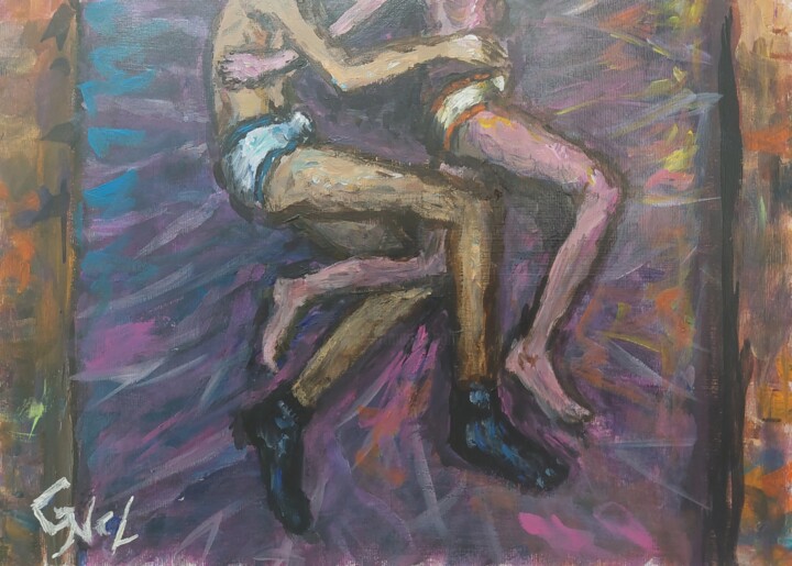 Red n Blue Painting, 9.8x13.8 in