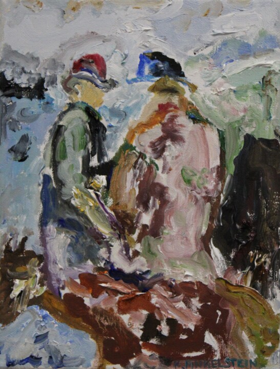 Painting titled "Fouler aux pieds" by Karen Finkelstein, Original Artwork, Oil