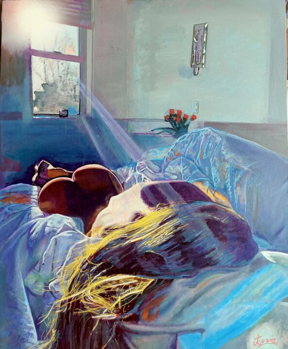 Painting titled "Rayos de sol" by Jose Valcarcel Ausin, Original Artwork, Acrylic Mounted on Wood Stretcher frame
