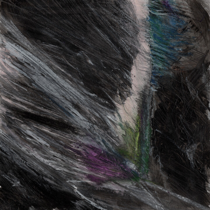 #255, huile et acrylique sur papier, "la rivière" 绘画, 9.8x9.8 in