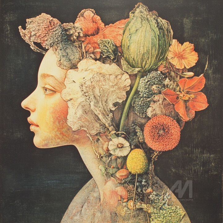 Botanical Embrace 数字艺术, 16x16 in
