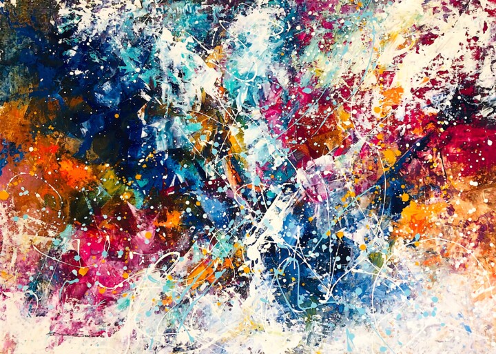 Peinture intitulée "Voie lactée" par Dam Domido, Œuvre d'art originale, Acrylique