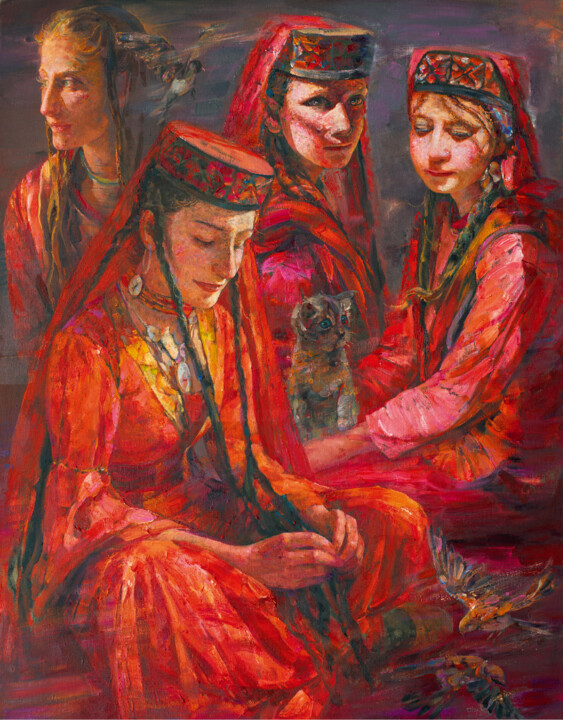 Tajik Girl and Kitten Tablo, 63,1x49,4 in