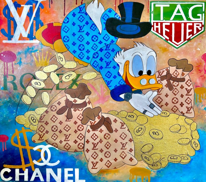 Scrooge MCDUCK & Bitcoins 绘画, 31.5x35.4 in