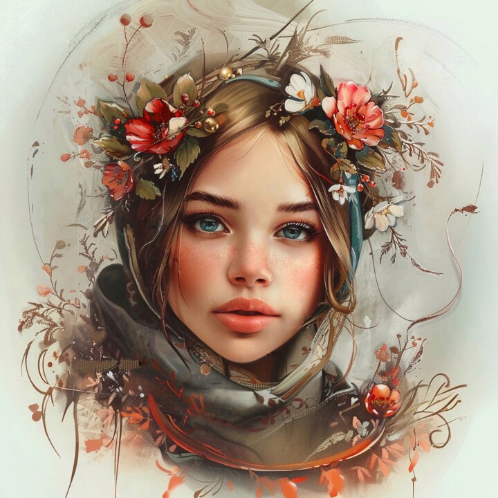 Series "Flower Girl" Slavic girl 数字艺术
