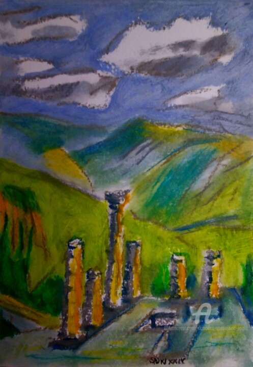 绘画 标题为“Delphi, Grece” 由Slobodan Spasojevic (Spaki), 原创艺术品, 粉彩