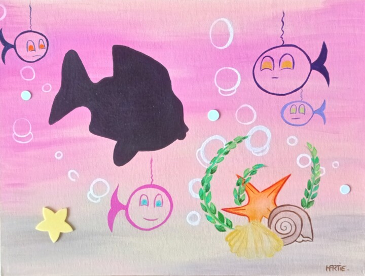Poissons endormis 绘画, 11.8x15.8 in