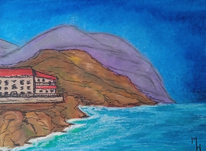 Painting titled "On a steep bank" by Maximilian Honderflenik, Original Artwork, Pastel