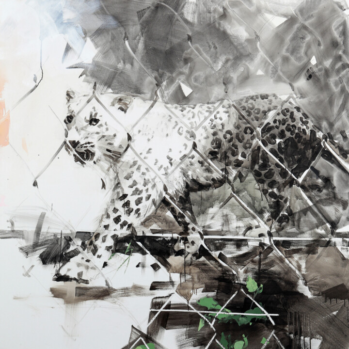 Panthère Schilderij, 59,1x59,1 in