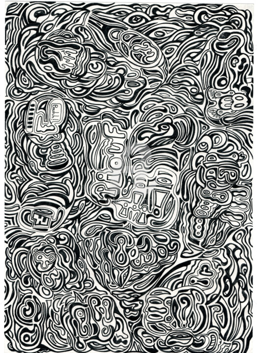 Drawing titled "Edit Piouf" by Styve Per Plex, Original Artwork, Ink