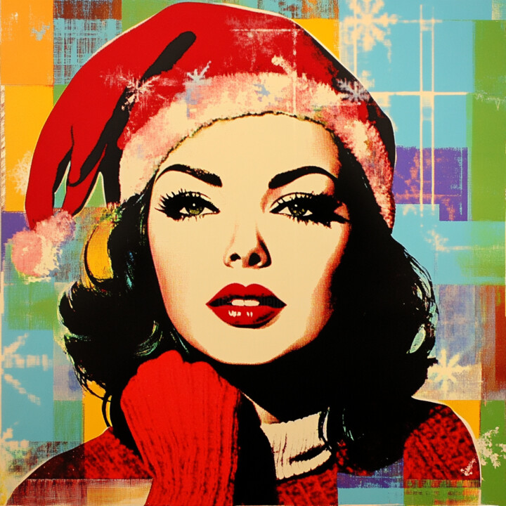 XMAS WOMAN POPART 绘画, 19.7x19.7 in