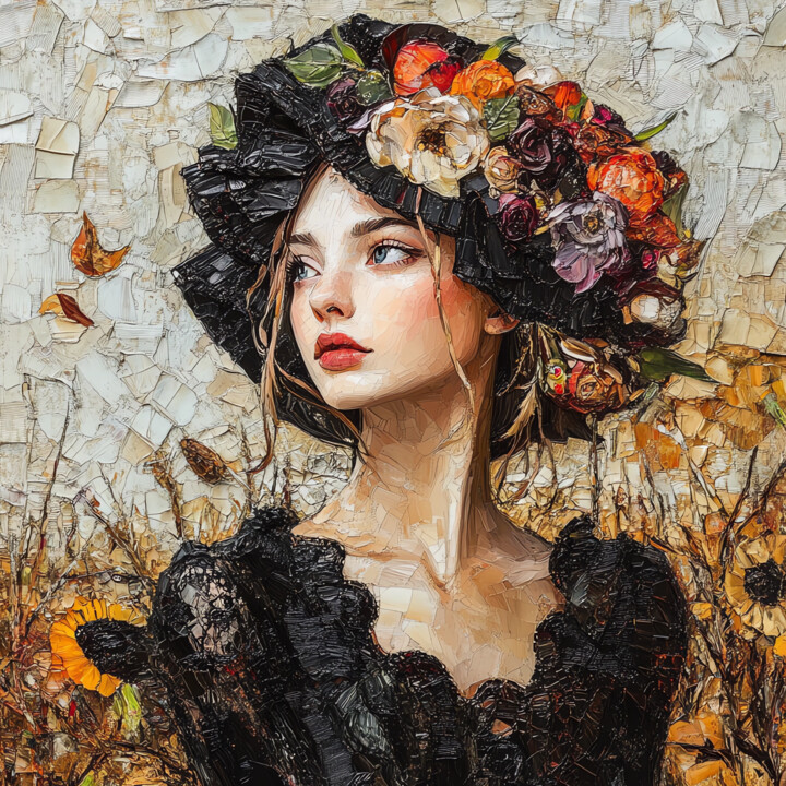 Autumn. Portrait in a black hat 数字艺术