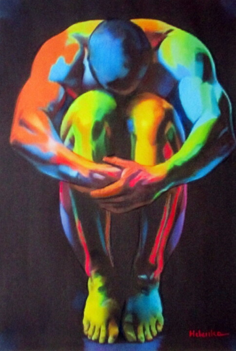 "Neon Intensity" 绘画, 28.4x18.9 in