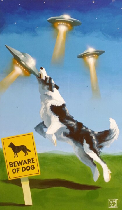 Beware of Dog 绘画, 31.5x19.7 in