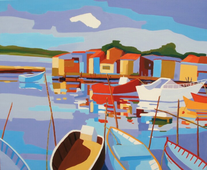 Peinture intitulée "La Pointe Courte à…" par Jean-Noël Le Junter, Œuvre d'art originale, Huile Monté sur Châssis en bois