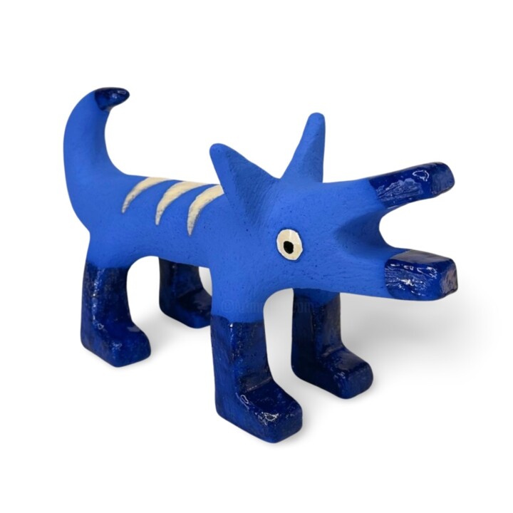 Royal Blue Dingo 雕塑, 5.1x9.1 in