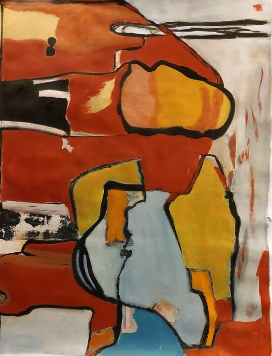 绘画 标题为“Abstraction jaune” 由Monique Morellec, 原创艺术品, 丙烯