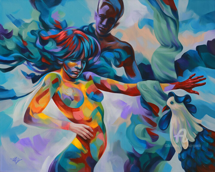 Malerei mit dem Titel "Pygmalion M" von Lutz Gaede, Original-Kunstwerk, Acryl Auf Keilrahmen aus Holz montiert