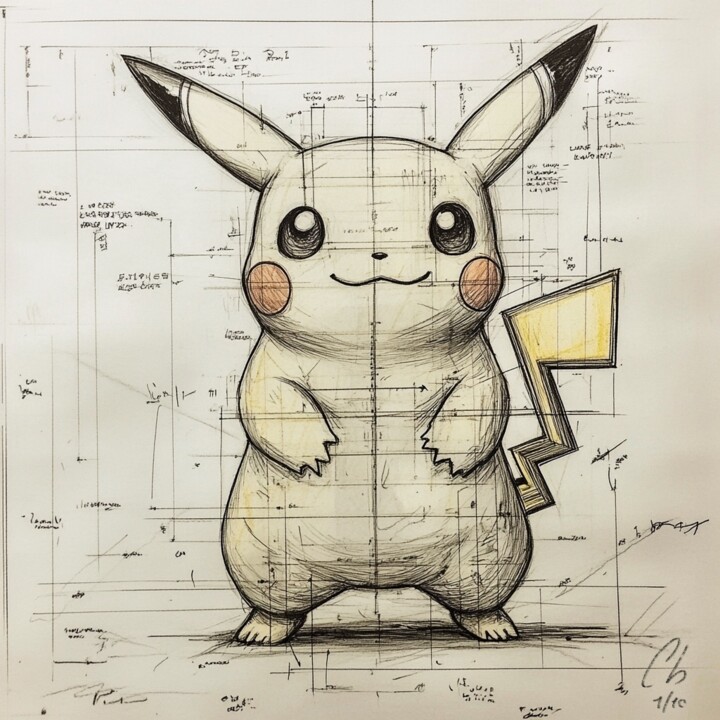 Pikachu project Schilderij, 15,8x15,8 in