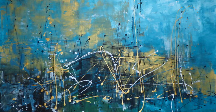 Blue Melody 绘画, 33.9x61.4 in