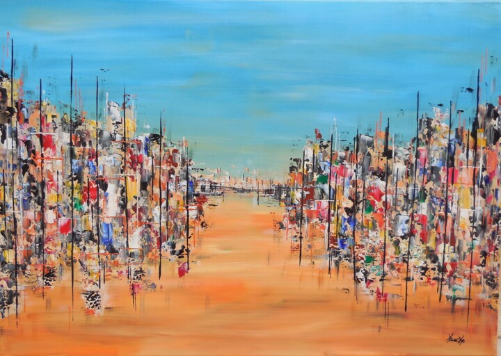 Ζωγραφική με τίτλο "Africa" από Karine Locke, Αυθεντικά έργα τέχνης, Ακρυλικό Τοποθετήθηκε στο Ξύλινο φορείο σκελετό