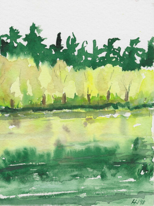 Peinture intitulée "Canada 4" par Herbert Wiedergut, Œuvre d'art originale, Aquarelle