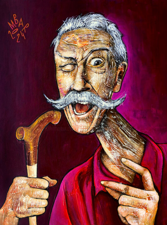 Old school man 绘画, 31.5x23.6 in
