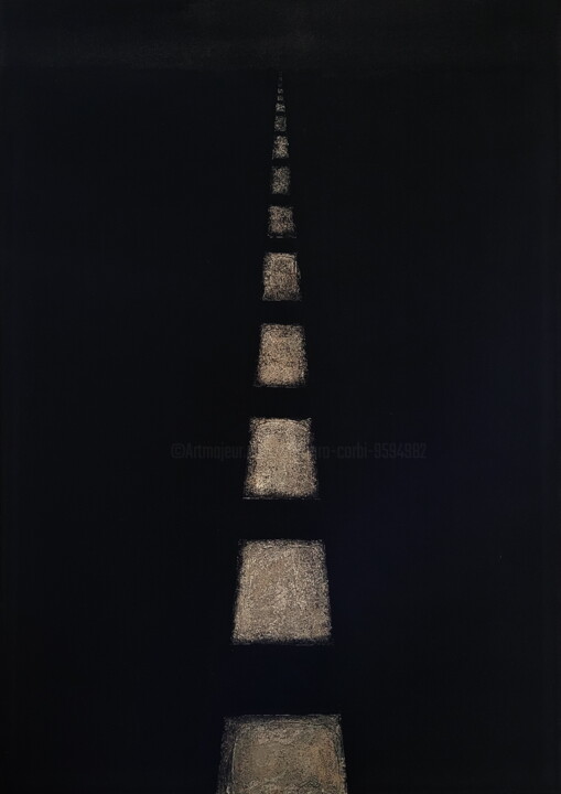 Painting titled "Percorso bianco" by Gennaro Corbi, Original Artwork, Acrylic Mounted on Wood Stretcher frame