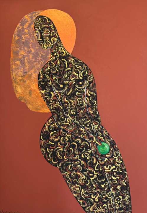 African Woman Painting Original Artwork African Eve Girl 绘画, 39.4x27.6 in