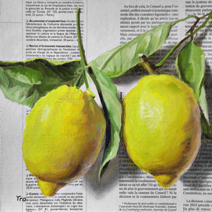Zitronen 4 绘画, 7.9x7.9 in